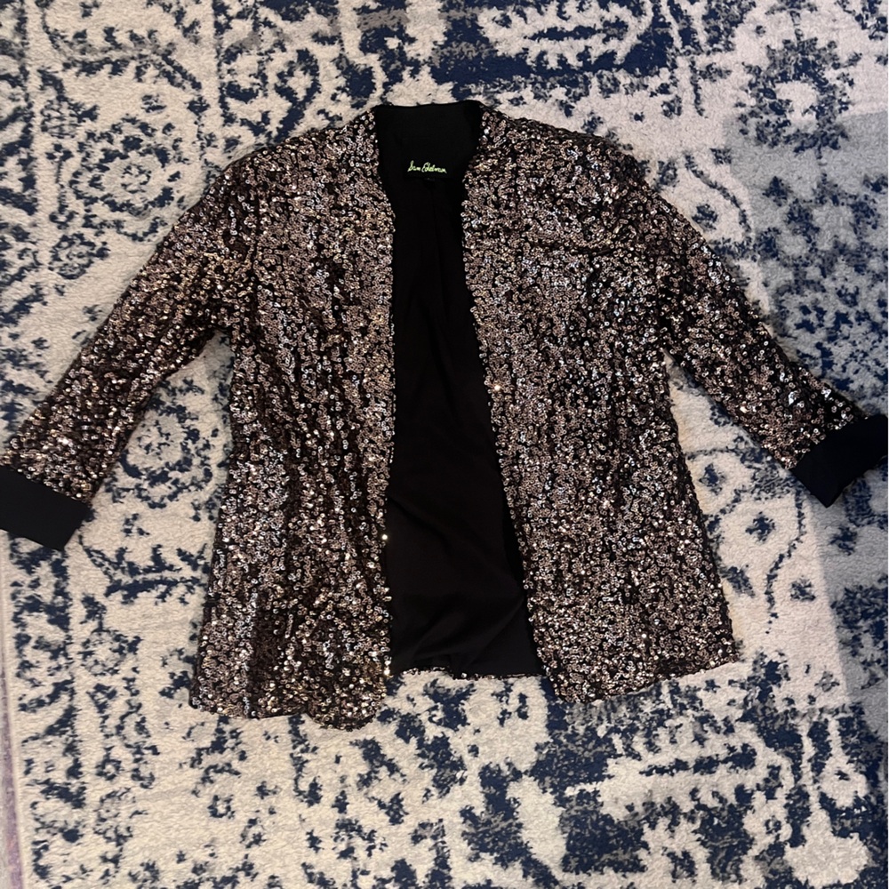 Sam Edelman Black Sequin Open Blazer